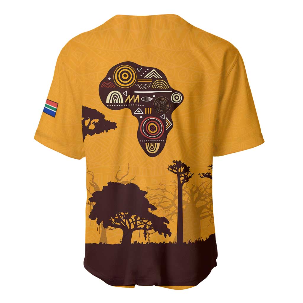 Tribal Africa Heritage with South Africa Flag Baseball Jersey Wildlife Silhouettes in Earthy Yellow and Brown