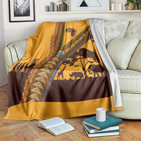 Tribal Africa Heritage with South Africa Flag Blanket Wildlife Silhouettes in Earthy Yellow and Brown