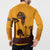 Tribal Africa Heritage with South Africa Flag Button Sweatshirt Wildlife Silhouettes in Earthy Yellow and Brown
