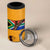 Tribal Africa Heritage with South Africa Flag 4 in 1 Can Cooler Tumbler Wildlife Silhouettes in Earthy Yellow and Brown