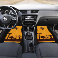 Tribal Africa Heritage with South Africa Flag Car Mats Wildlife Silhouettes in Earthy Yellow and Brown