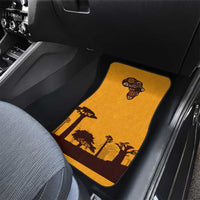 Tribal Africa Heritage with South Africa Flag Car Mats Wildlife Silhouettes in Earthy Yellow and Brown