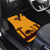 Tribal Africa Heritage with South Africa Flag Car Mats Wildlife Silhouettes in Earthy Yellow and Brown