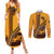 Tribal Africa Heritage with South Africa Flag Couples Matching Summer Maxi Dress and Long Sleeve Button Shirt Wildlife Silhouettes in Earthy Yellow and Brown