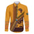 Tribal Africa Heritage with South Africa Flag Family Matching Off The Shoulder Long Sleeve Dress and Hawaiian Shirt Wildlife Silhouettes in Earthy Yellow and Brown