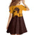 Tribal Africa Heritage with South Africa Flag Family Matching Off Shoulder Maxi Dress and Hawaiian Shirt Wildlife Silhouettes in Earthy Yellow and Brown