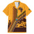 Tribal Africa Heritage with South Africa Flag Family Matching Off Shoulder Maxi Dress and Hawaiian Shirt Wildlife Silhouettes in Earthy Yellow and Brown