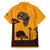Tribal Africa Heritage with South Africa Flag Family Matching Off Shoulder Maxi Dress and Hawaiian Shirt Wildlife Silhouettes in Earthy Yellow and Brown