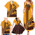 Tribal Africa Heritage with South Africa Flag Family Matching Summer Maxi Dress and Hawaiian Shirt Wildlife Silhouettes in Earthy Yellow and Brown