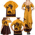Tribal Africa Heritage with South Africa Flag Family Matching Summer Maxi Dress and Hawaiian Shirt Wildlife Silhouettes in Earthy Yellow and Brown