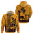 Tribal Africa Heritage with South Africa Flag Hoodie Wildlife Silhouettes in Earthy Yellow and Brown