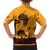 Tribal Africa Heritage with South Africa Flag Kid Hawaiian Shirt Wildlife Silhouettes in Earthy Yellow and Brown