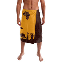 Tribal Africa Heritage with South Africa Flag Lavalava Wildlife Silhouettes in Earthy Yellow and Brown