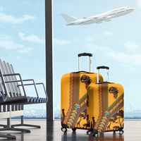 Tribal Africa Heritage with South Africa Flag Luggage Cover Wildlife Silhouettes in Earthy Yellow and Brown