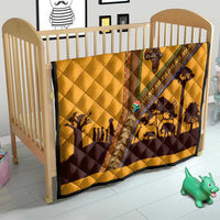 Tribal Africa Heritage with South Africa Flag Quilt Wildlife Silhouettes in Earthy Yellow and Brown