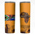 Tribal Africa Heritage with South Africa Flag Skinny Tumbler Wildlife Silhouettes in Earthy Yellow and Brown
