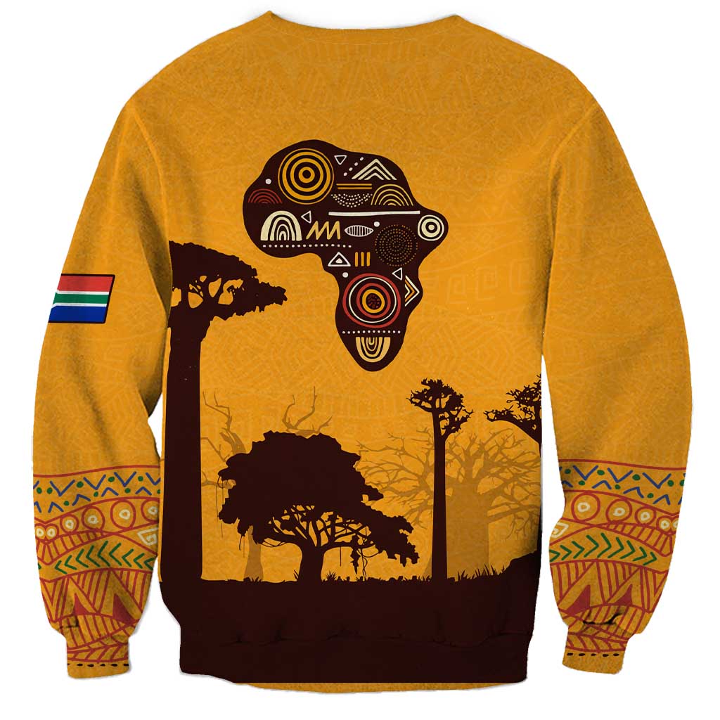 Tribal Africa Heritage with South Africa Flag Sweatshirt Wildlife Silhouettes in Earthy Yellow and Brown
