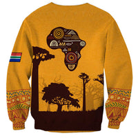 Tribal Africa Heritage with South Africa Flag Sweatshirt Wildlife Silhouettes in Earthy Yellow and Brown