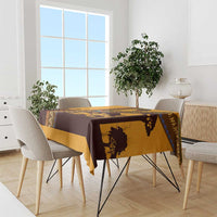 Tribal Africa Heritage with South Africa Flag Tablecloth Wildlife Silhouettes in Earthy Yellow and Brown