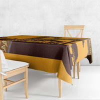 Tribal Africa Heritage with South Africa Flag Tablecloth Wildlife Silhouettes in Earthy Yellow and Brown
