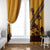Tribal Africa Heritage with South Africa Flag Window Curtain Wildlife Silhouettes in Earthy Yellow and Brown