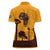 Tribal Africa Heritage with South Africa Flag Women Polo Shirt Wildlife Silhouettes in Earthy Yellow and Brown