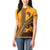 Tribal Africa Heritage with South Africa Flag Women Polo Shirt Wildlife Silhouettes in Earthy Yellow and Brown