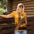 Tribal Africa Heritage with South Africa Flag Women Polo Shirt Wildlife Silhouettes in Earthy Yellow and Brown