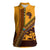 Tribal Africa Heritage with South Africa Flag Women Sleeveless Polo Shirt Wildlife Silhouettes in Earthy Yellow and Brown