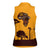 Tribal Africa Heritage with South Africa Flag Women Sleeveless Polo Shirt Wildlife Silhouettes in Earthy Yellow and Brown