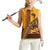 Tribal Africa Heritage with South Africa Flag Women Sleeveless Polo Shirt Wildlife Silhouettes in Earthy Yellow and Brown