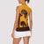 Tribal Africa Heritage with South Africa Flag Women Sleeveless Polo Shirt Wildlife Silhouettes in Earthy Yellow and Brown