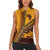 Tribal Africa Heritage with South Africa Flag Women Sleeveless Polo Shirt Wildlife Silhouettes in Earthy Yellow and Brown