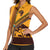 Tribal Africa Heritage with South Africa Flag Women Sleeveless Polo Shirt Wildlife Silhouettes in Earthy Yellow and Brown