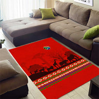 South Africa Wildlife Area Rug Tribal Pattern with National Flag and Safari Silhouettes