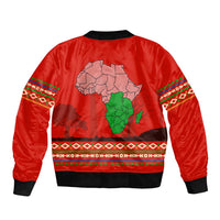 South Africa Wildlife Bomber Jacket Tribal Pattern with National Flag and Safari Silhouettes