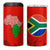 South Africa Wildlife 4 in 1 Can Cooler Tumbler Tribal Pattern with National Flag and Safari Silhouettes