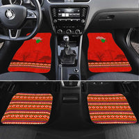 South Africa Wildlife Car Mats Tribal Pattern with National Flag and Safari Silhouettes