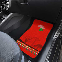 South Africa Wildlife Car Mats Tribal Pattern with National Flag and Safari Silhouettes