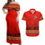 South Africa Wildlife Couples Matching Off Shoulder Maxi Dress and Hawaiian Shirt Tribal Pattern with National Flag and Safari Silhouettes