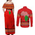 South Africa Wildlife Couples Matching Off Shoulder Maxi Dress and Long Sleeve Button Shirt Tribal Pattern with National Flag and Safari Silhouettes