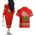 South Africa Wildlife Couples Matching Off The Shoulder Long Sleeve Dress and Hawaiian Shirt Tribal Pattern with National Flag and Safari Silhouettes