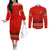 South Africa Wildlife Couples Matching Off The Shoulder Long Sleeve Dress and Long Sleeve Button Shirt Tribal Pattern with National Flag and Safari Silhouettes