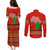South Africa Wildlife Couples Matching Puletasi and Long Sleeve Button Shirt Tribal Pattern with National Flag and Safari Silhouettes