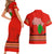 South Africa Wildlife Couples Matching Short Sleeve Bodycon Dress and Hawaiian Shirt Tribal Pattern with National Flag and Safari Silhouettes