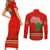 South Africa Wildlife Couples Matching Short Sleeve Bodycon Dress and Long Sleeve Button Shirt Tribal Pattern with National Flag and Safari Silhouettes