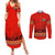 South Africa Wildlife Couples Matching Summer Maxi Dress and Long Sleeve Button Shirt Tribal Pattern with National Flag and Safari Silhouettes