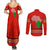 South Africa Wildlife Couples Matching Summer Maxi Dress and Long Sleeve Button Shirt Tribal Pattern with National Flag and Safari Silhouettes