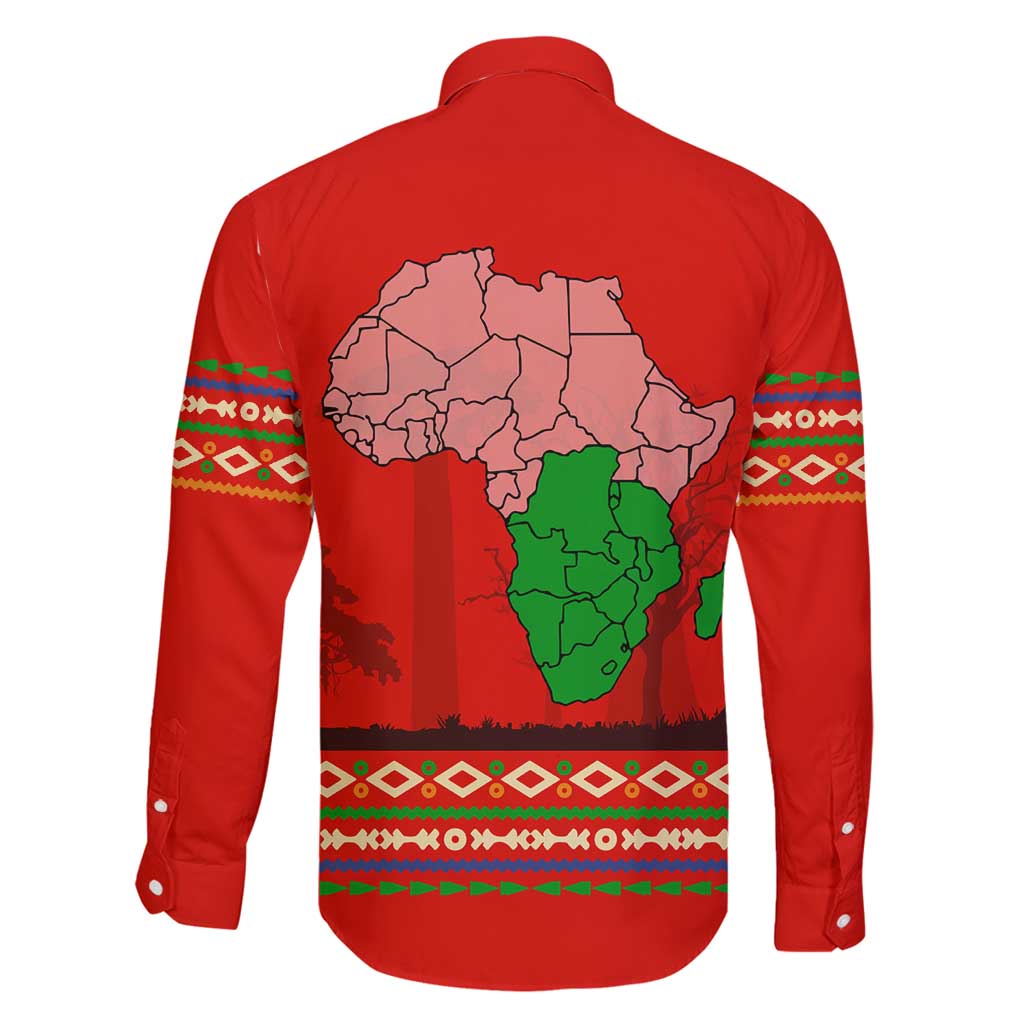 South Africa Wildlife Family Matching Off Shoulder Short Dress and Hawaiian Shirt Tribal Pattern with National Flag and Safari Silhouettes