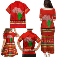 South Africa Wildlife Family Matching Puletasi and Hawaiian Shirt Tribal Pattern with National Flag and Safari Silhouettes